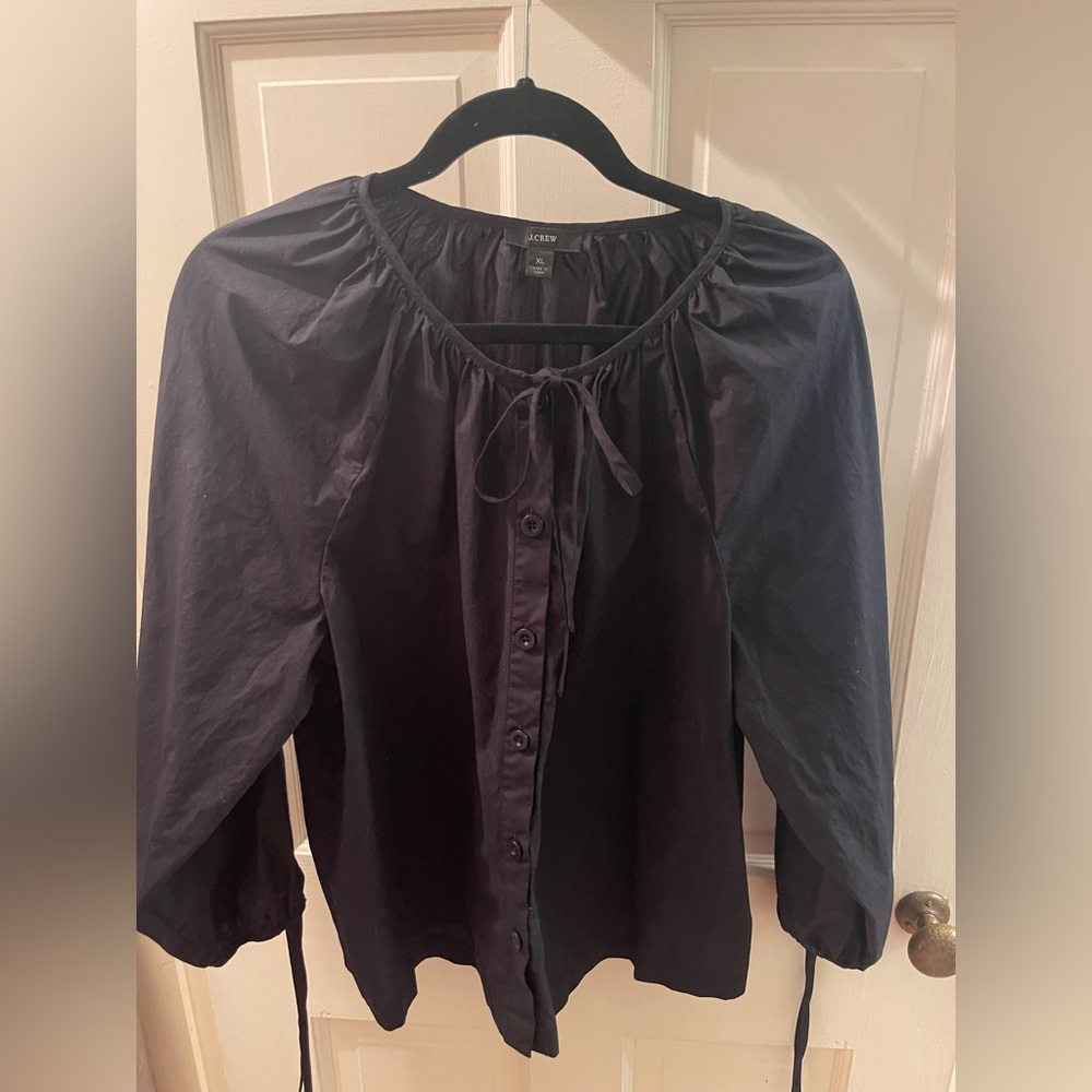 J. Crew Women's Black Button-Front Blouse